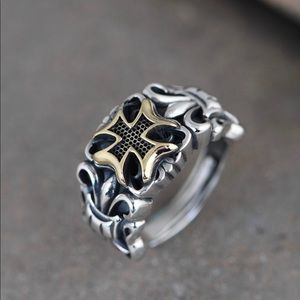 S925 space cross flower adjustable finger